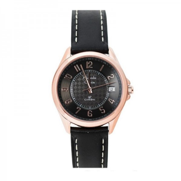 Alexandre Christie AC 8649 Rosegold Black Leather Lady LDLRGBA